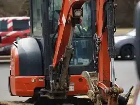 Sewer line excavation in progress at a New Jersey home